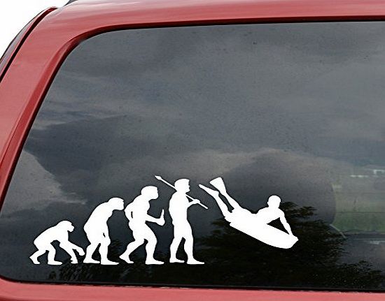 Bodyboard Surfing Evolution Car Window Vinyl Decal Sticker- [15 in/38 cm] Wide White Color